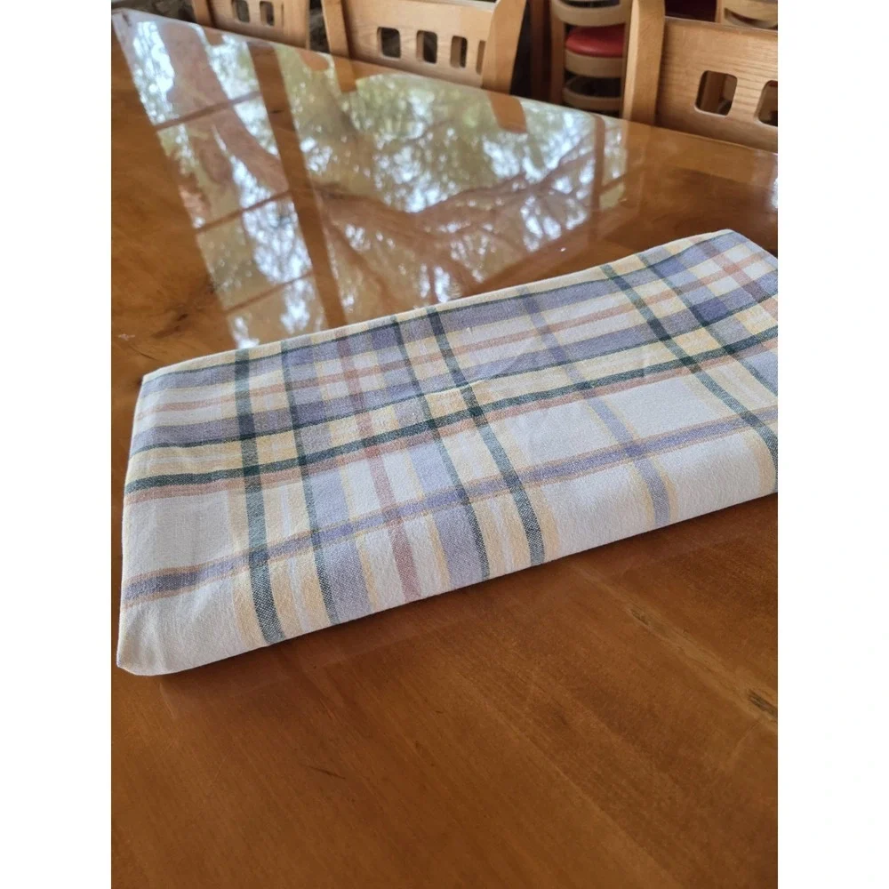 Yellow Checked Tablecloth 46x60 Fall Table Thick Cotton